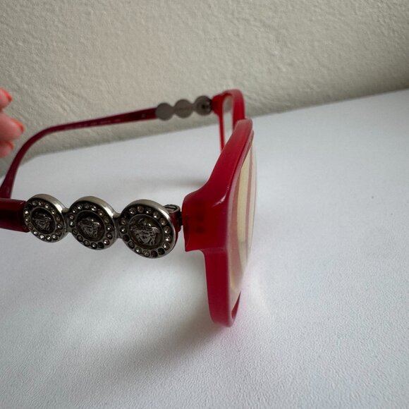 Versace Red Eyeglasses Medusa Rhinestone Frame Vintage Italy main image 5